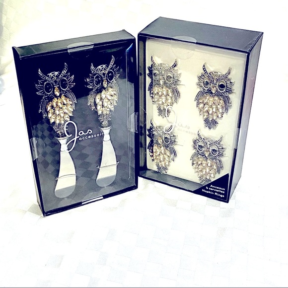 New Owl napkin holder set of 4 and 2 butter knife - Picture 3 of 8